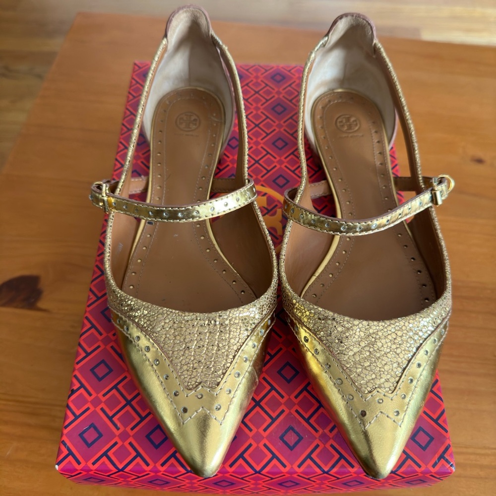 Tory Burch Gold Bernadette Flat 7.5